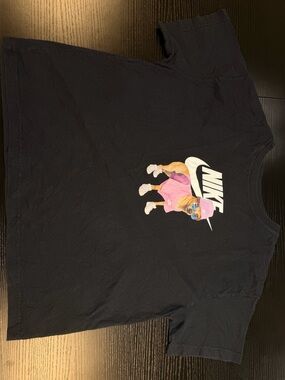 VINTAGE Nike Black Tee with Pink Dog Graphic